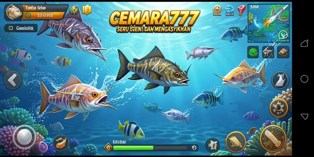 Screenshot menunjukkan aksi seru menembak ikan di CEMARA777.