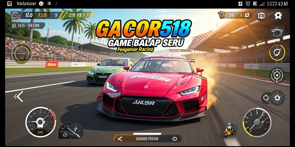 Screenshot gameplay GACOR518 menampilkan akselerasi mobil balap yang cepat.