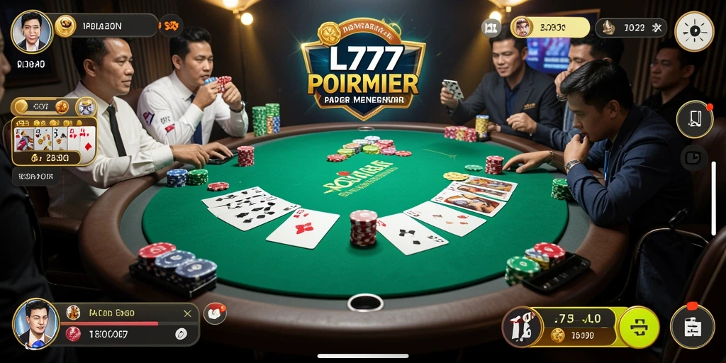 Screenshot gameplay L777 menunjukkan pertarungan Poker yang mendebarkan.