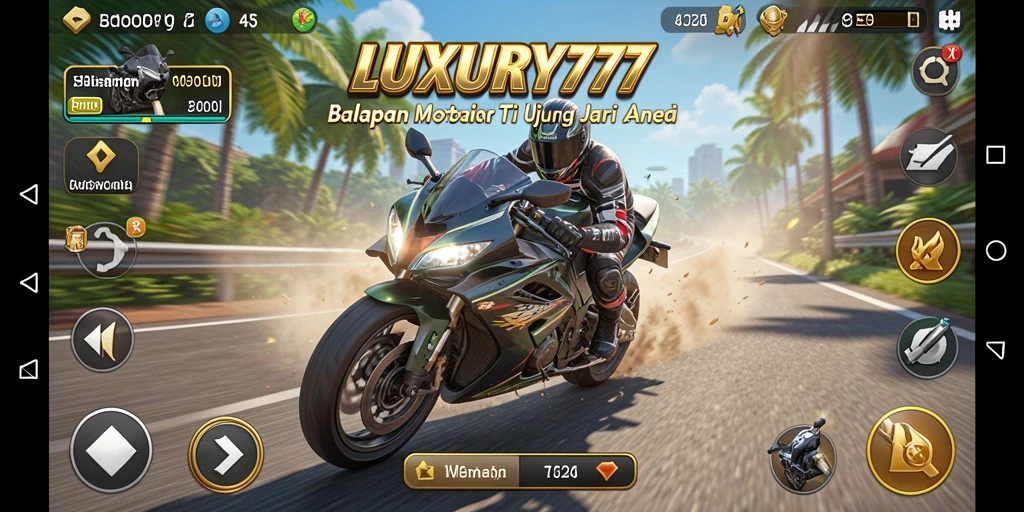 Tampilan gameplay LUXURY777 yang mendebarkan saat balapan motor.