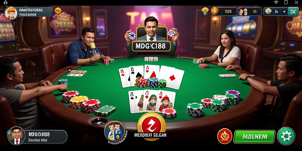 Tangkapan layar game MDG188 menampilkan aksi poker yang mendebarkan.