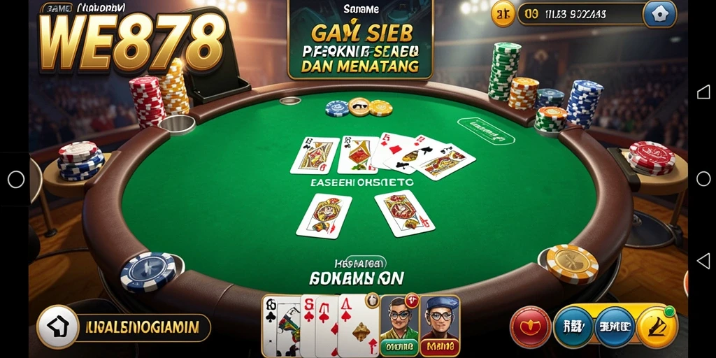 Tampilan utama WE878 dengan aksi seru permainan poker.
